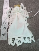 Vintage Handmade Battenburg Lace Doily Angel Christmas Ornament 7&quot; - £6.42 GBP