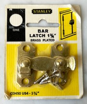 Stanley Steel Bar Latch Brass Plated 1-3/4 NEW Old Stock #CD450 Cabinet ... - $11.35
