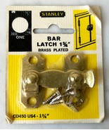 Stanley Steel Bar Latch Brass Plated 1-3/4 NEW Old Stock #CD450 Cabinet ... - £9.05 GBP