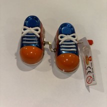 Z Wind Up Toy Kicks Tennis Sneakers Shoes WORKS GREAT Orange Blue - £7.75 GBP