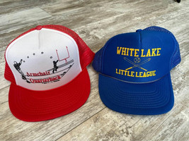 Lot of 2 Vintage Trucker Hats Armchair Quarterback &amp; White Lake Little L... - $29.98