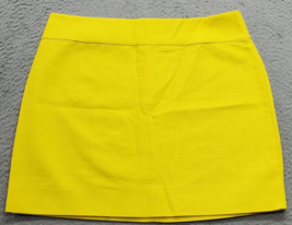 J.CREW Mini Skirt Womens Size 6 Yellow 100% Cotton Stretch Flat Front Back Zip - $20.29