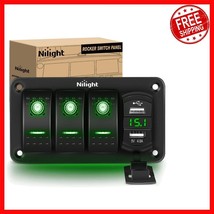 Sleek Waterproof 3 Gang Switch Panel with Dual USB Charger &amp; Night Glow ... - $43.64