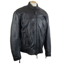 First Mfg. Leather Motorcycle Jacket Black XL Armor Liner Back Support Z... - $201.99