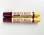TWO New Burt&#39;s Bees 100% Natural Moisturizing Lip Shimmer Plum Original - £21.34 GBP