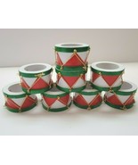 8 Christmas Holiday Drums Reed Napkin Rings Holder Red White Green Gold - $283.25 MXN