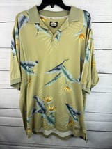 Tommy Bahama Hawaiian Polo Shirt Birds Of Paradise X-Large Short Sleeve Floral - £14.98 GBP