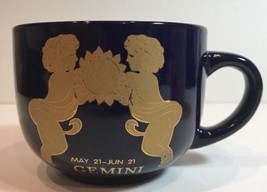 Gemini Twins Mug Cup Zodiac Sign Astrology Gold Twin Black Ceramic Coffee Soup - £12.50 GBP