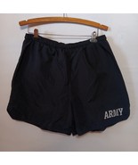 Black Army Shorts Mens L Athletic Physical Fitness Trunks Drawstring Lin... - $363.73 MXN