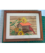 Watercolor Sunflower with Cardinal framed pictureBy ARE 2000 12” X 15” - £17.88 GBP