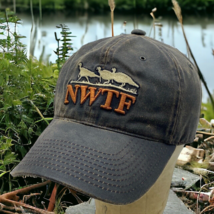 NWFT Leather Strapback Outdoor Cap Brown Hat Embroidered Turkey Hunt Conserve - $13.95