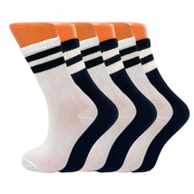Striped Cotton Crew Socks for Women Black And White 6 Pairs Size 9-11 - £10.08 GBP