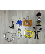 Lot Of 8 Vintage 1984 Stained Glass &amp; Metal Suncatchers Circus Theme Sig... - $59.39