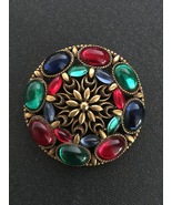 Corocraft brooch mid-century vintage, gorgeous, large, round, red, green... - €63,91 EUR