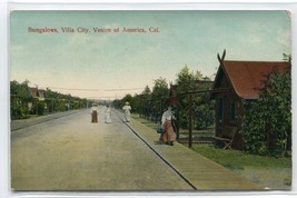 Bungalows Villa City Street Scene Venice California 1908 postcard - $6.93