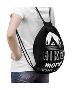 HIKE more WORRY less Drawstring Gym Bag with Zipper Pocket - Unisex - £33.09 GBP