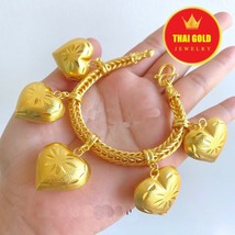 Bracelet Five Heart Bangle Twisted Rope18K Yellow Gold Plated Women 45 G... - $45.99