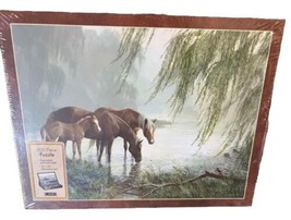 NEW Lang The Willow Pond 500 Piece puzzle easel style Horses In Lake Dri... - £24.23 GBP