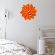  Orange wall clock, handmade home decor / Origami Red &amp; Burnt Orange wood clock - £79.81 GBP