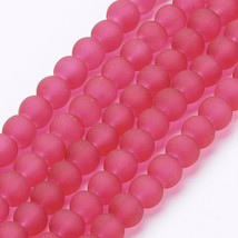 A  Bead lot 5 strands 31 inches long frosted round crimson red 6mm T87 - $10.44