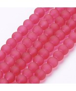 A  Bead lot 5 strands 31 inches long frosted round crimson red 6mm T87 - $191.83 MXN