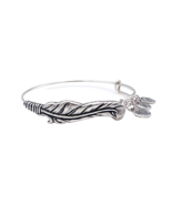 Alex And Ani Spiritual Armor Feather Charm Bangle Bracelet Rafaelian Silver - $23.76