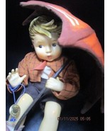 Hummel Goebel Umbrella Boy Ceramic And Fabric Clothing And Umbrella Figu... - $104.20 CAD