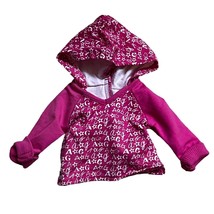 American Girl V-Neck Pullover Pink "AG" Print Hoodie Shirt 18" Doll Clothing - $9.60