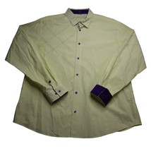 Coofandy Shirt Mens XXL Yellow Purple Flip Cuff Long Sleeve Button Up Casual - £20.55 GBP
