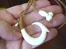 #MA-10B Maori Style Fish Hook Aceh Organic Pendant Jewelry Necklace Water - £22.79 GBP