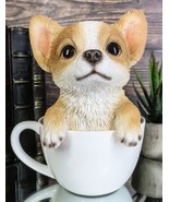 Realistic Tan Chihuahua Dog in Teacup Statue 5.75&quot;H Pet Pal Chihuahuas D... - $589.02 MXN