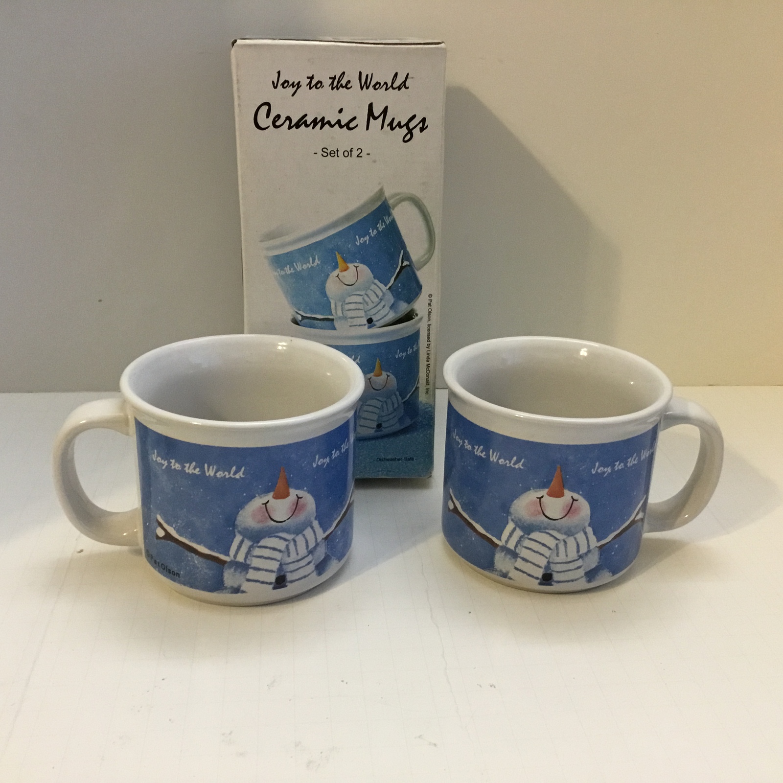 Giftco Ceramic Snowman Mugs Joy to the World Set of 2 - $7.90