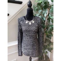 Apt. 9 Sweater Women&#39;s XL Gray Sequin Lined Knit Long Sleeve Round Neck Pullover - $26.73