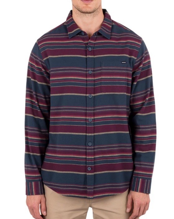 Hurley Men's Portland Organic Flannel Shirt Button Up Casual Stripes Size XL Item image 3