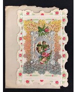 Valentine Card Antique Victorian Diecut Cutwork Paper Lace German Dresde... - £23.05 GBP