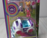 Polly pocket mini white purple panda car  pet set girl doll blonde hair - $15.58