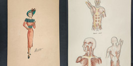 1947 Vintage Fashion Anatomy Orig Art Ebensburg Pa Wanda Pawlowski Sketch Book - £70.56 GBP