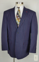 NWT Paul Fredrick Blue Red Stripe Pantex Cotton Sport Coat 44R - $39.60