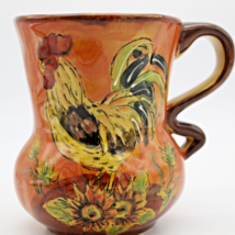 Maxcera Orange Rooster Pot Belly Coffee Mug Single Tea Hand Painted Vintage - £20.12 GBP