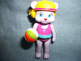 PVC / Plastic Blonde Girl Figure with Beach Ball Purple 2 1/2&quot; - £0.90 GBP