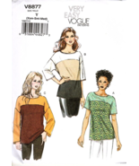 Very Easy Vogue V8877 Misses XSm - M Casual Tunic Tops Uncut Sewing Pattern - £13.08 GBP