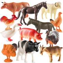 Farm Animal Toys - Pack Of 12 - Plastic Farm Animals For Toddlers And Kids, Real - £20.45 GBP