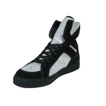 Men High Top Shoes By FIESSO AURELIO GARCIA ,Fancy Rhine stones 2402 Black White image 4