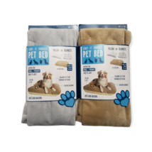 Pet Pillow Bed Cover for Small/Medium Dogs &amp; Cats Stuff It Yourself Gray or Tan - £19.29 GBP