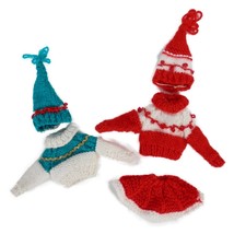 Vtg Handmade Barbie 11&quot; Fashion Doll Knitted Sweaters Skirt Winter Hat R... - $7.99
