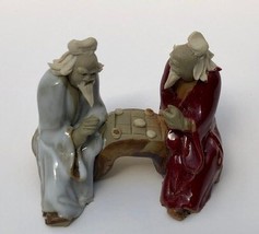 Ceramic Figurine Two Men Sitting On A Bench Playing Chess - 2.25&quot; Color:... - £7.14 GBP