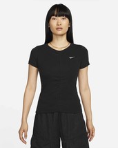 Nike Wmns Ribbed Short Sleeve Mod Cropped Top FB8277-010 - £36.02 GBP