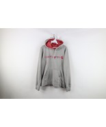 Vintage Y2K Carhartt Womens Large Distressed Spell Out Big Logo Hoodie Gray - $60.83 CAD