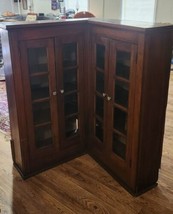 Antique Solid Wood L Shape 4 Glass Door Book Shelf China Press Cabinet Cupboard - £399.66 GBP