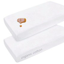 Waterproof Pack N Play Sheet Organic Cotton 2 Pack Fitted Cover Mini Crib Sheets - £30.36 GBP